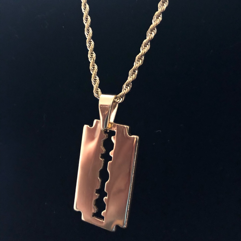 Razor Blade Stainless Steel Pendant with Chain
